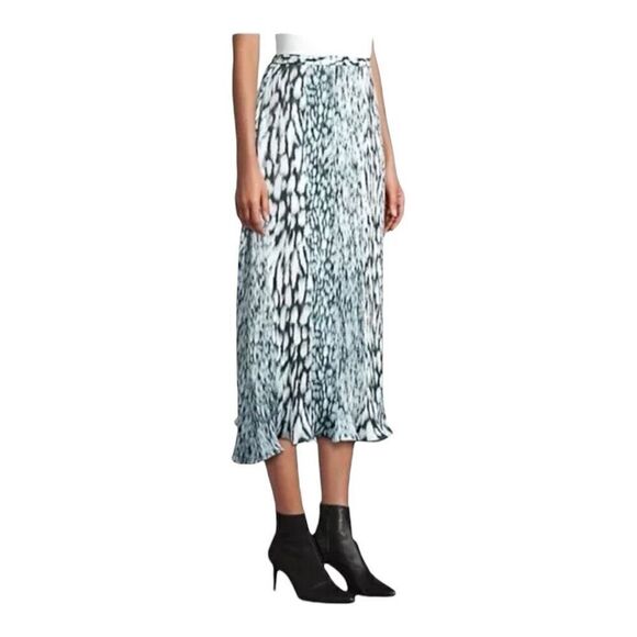 Elie Tahari Pleated Printed Midi Skirt Size 0 - Picture 4 of 14